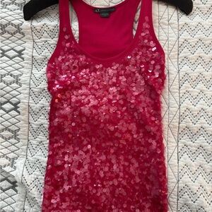 Armani Exchange Fucsia Pink Sequin Tank Top, XS